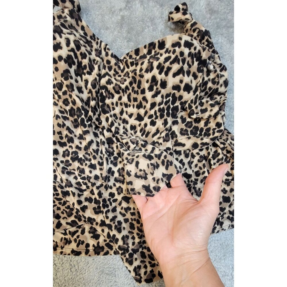 Aqua Green Tiered Leopard Print Tankini.  Size:  1X - Picture 14 of 16